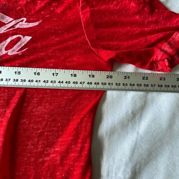 Coca-Cola Women's Red Logo Sheer Short Sleeve Bodycon‎ Tee Size Medium - Picture 6 of 8
